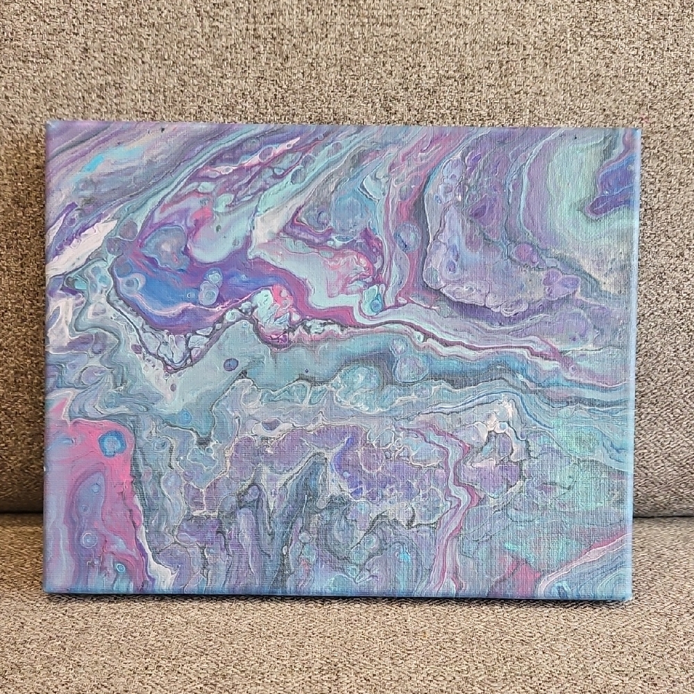 Abstract Canvas Art in Purple and Blue